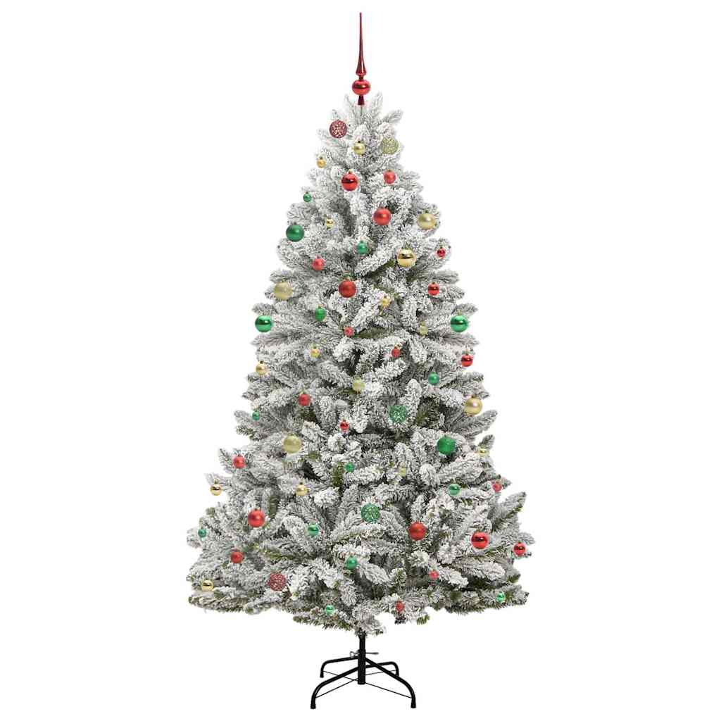 Artificial Christmas Tree Green and White 210 cm PVC and Metal