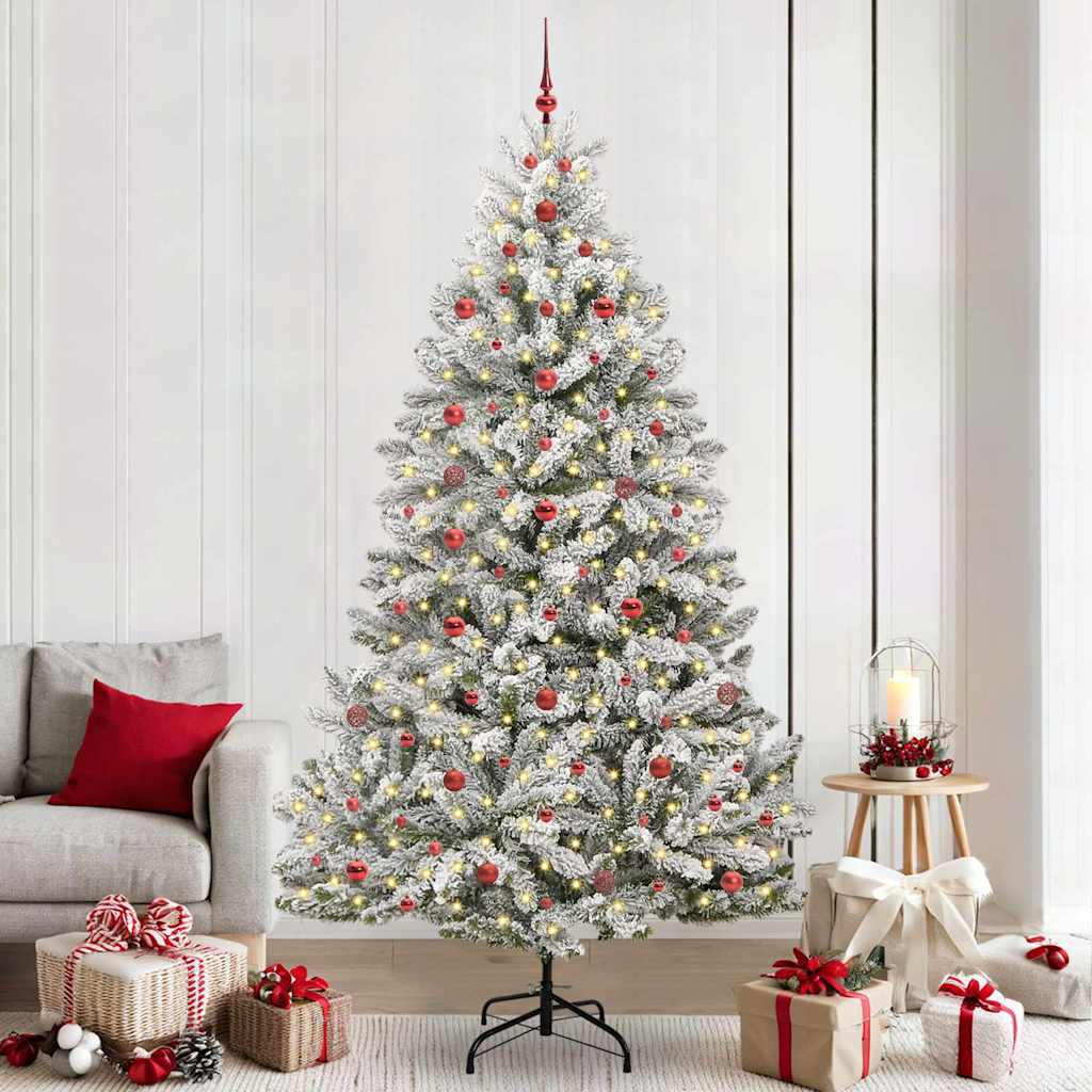 Artificial Christmas Tree Green and White 240 cm PVC and Metal