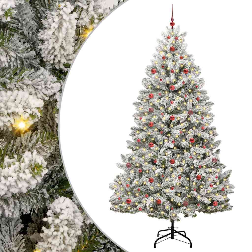 Artificial Christmas Tree Green and White 240 cm PVC and Metal