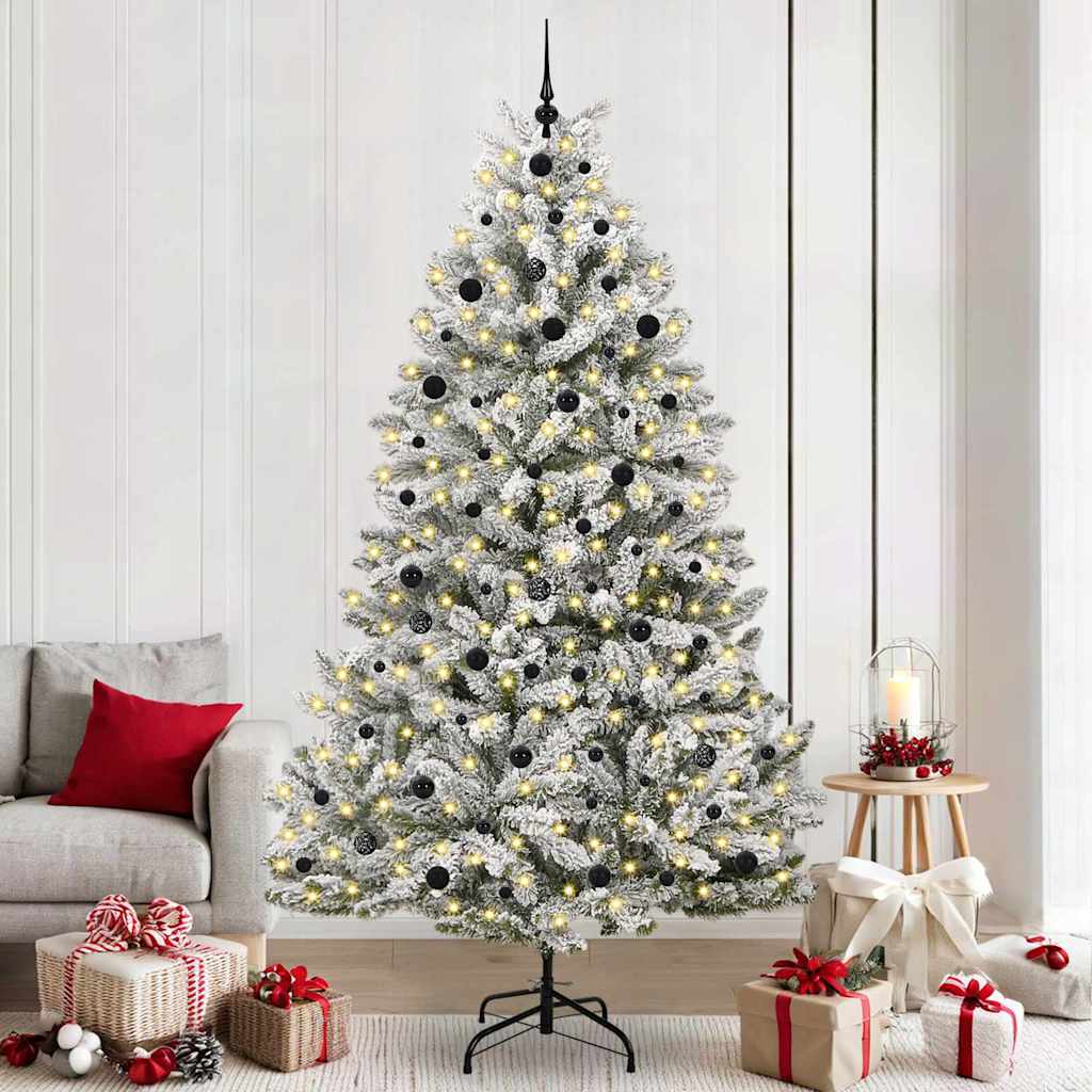 Artificial Christmas Tree Green and White 240 cm PVC and Metal