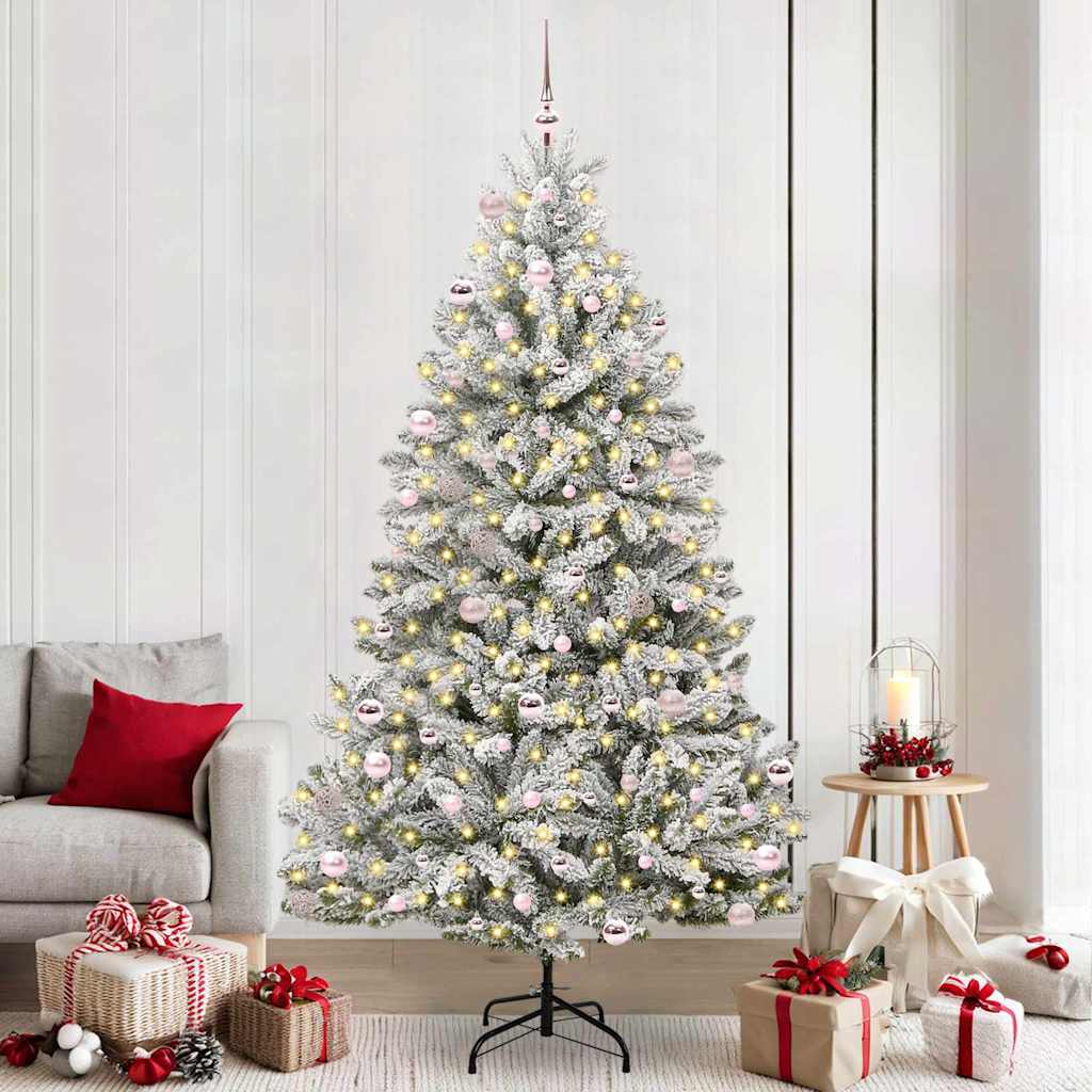 Artificial Christmas Tree Green and White 240 cm PVC and Metal