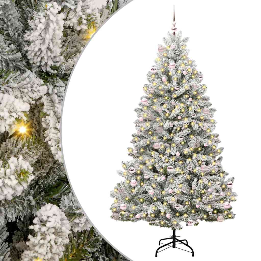 Artificial Christmas Tree Green and White 240 cm PVC and Metal