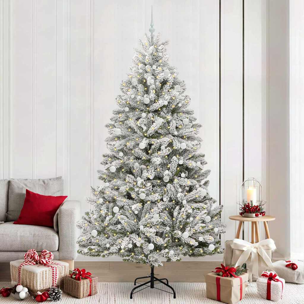 Artificial Christmas Tree Green and White 240 cm PVC and Metal