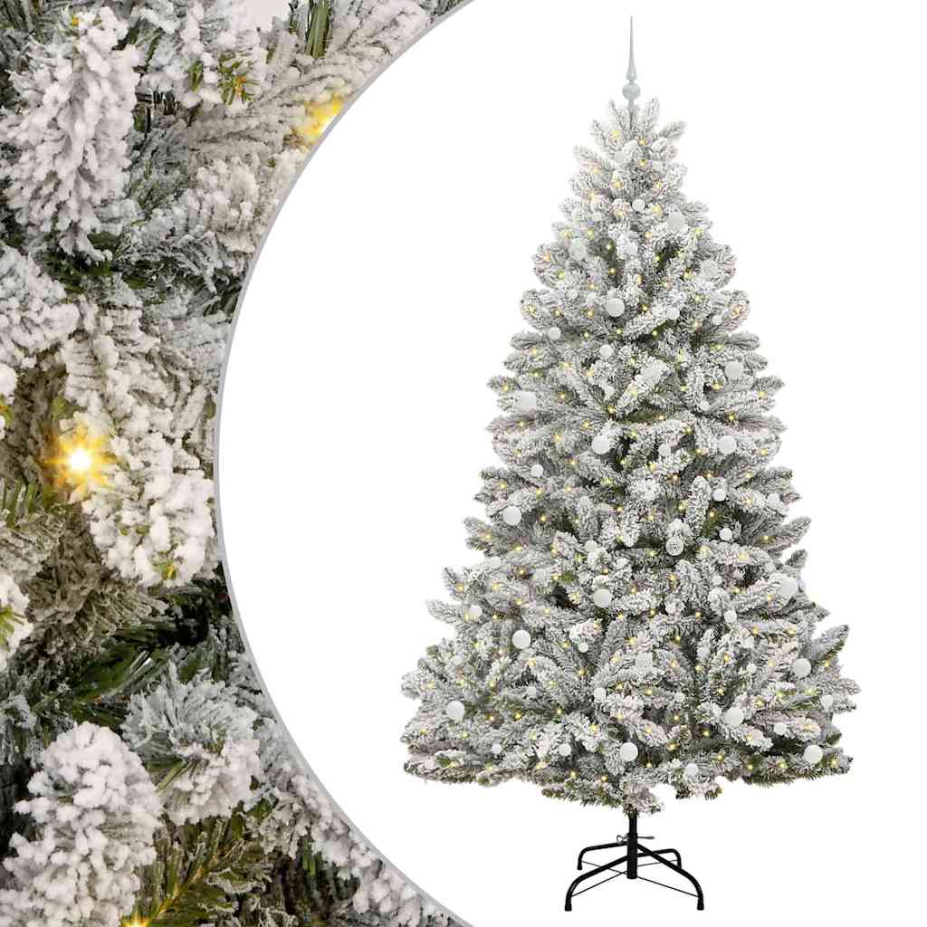 Artificial Christmas Tree Green and White 240 cm PVC and Metal