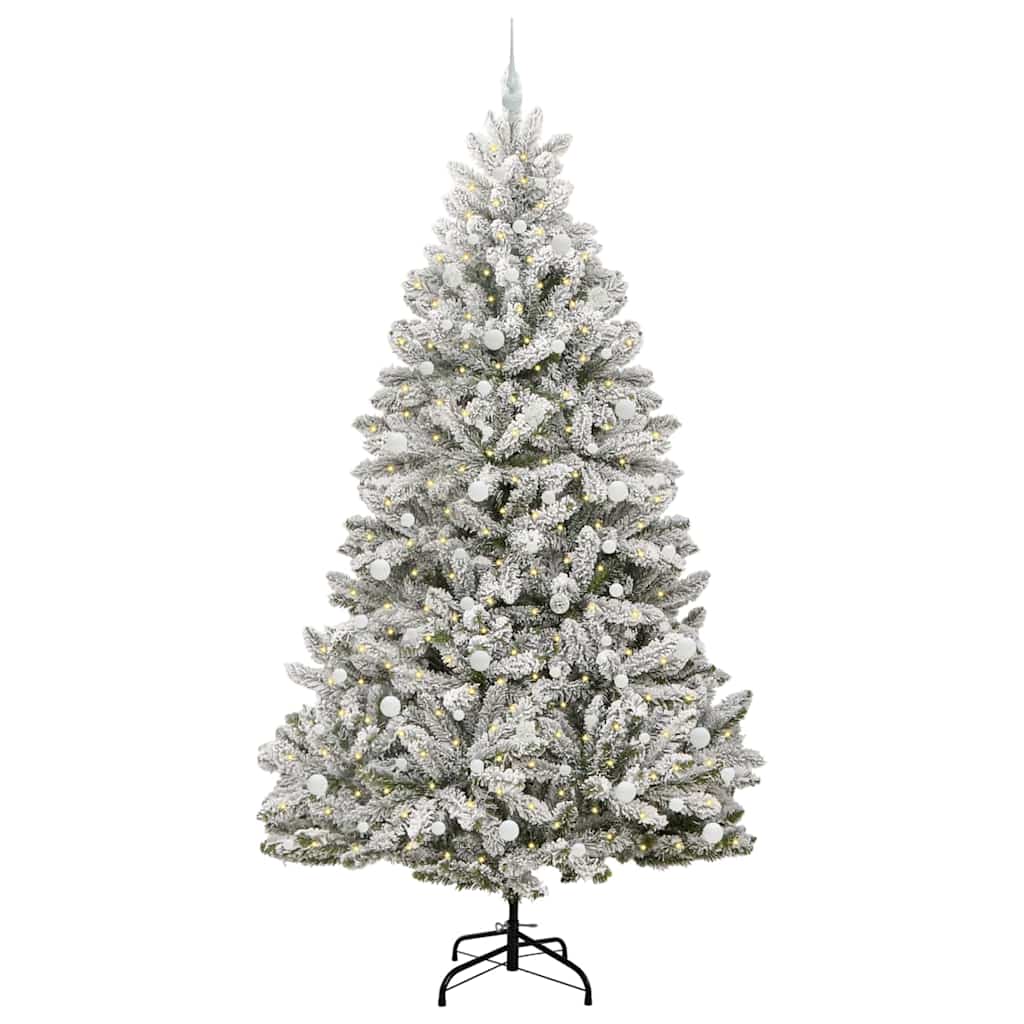 Artificial Christmas Tree Green and White 240 cm PVC and Metal