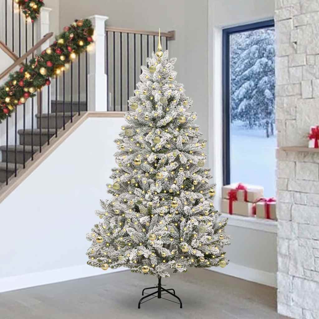 Artificial Christmas Tree Green and White 240 cm PVC and Metal