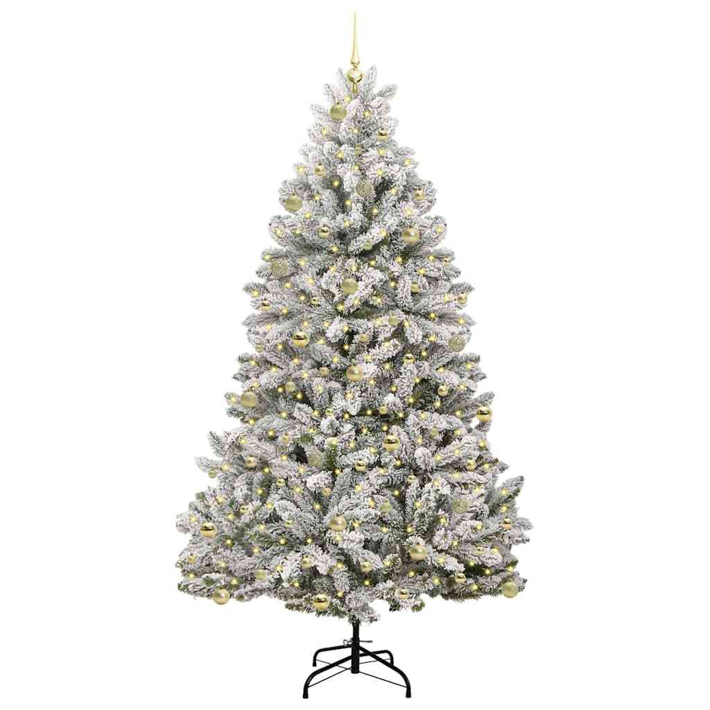 Artificial Christmas Tree Green and White 240 cm PVC and Metal