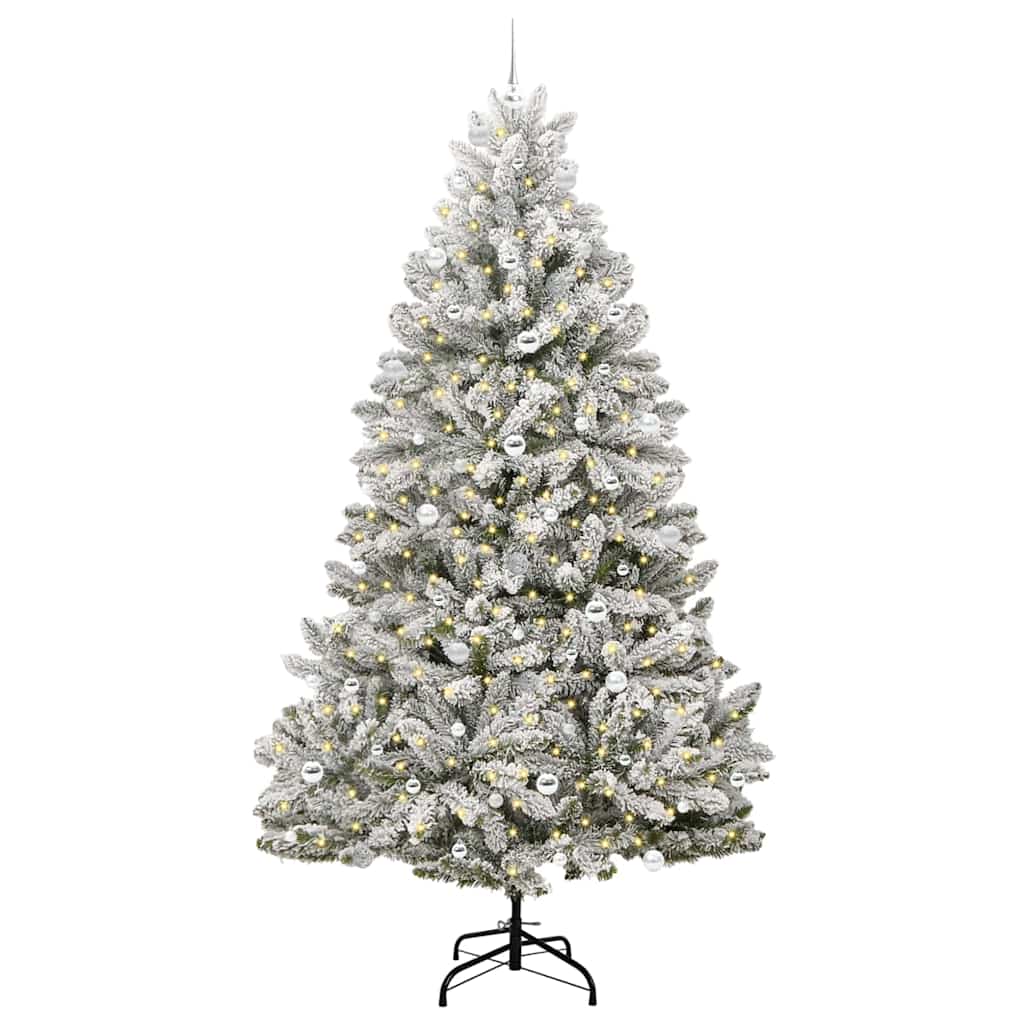 Artificial Christmas Tree Green and White 240 cm PVC and Metal