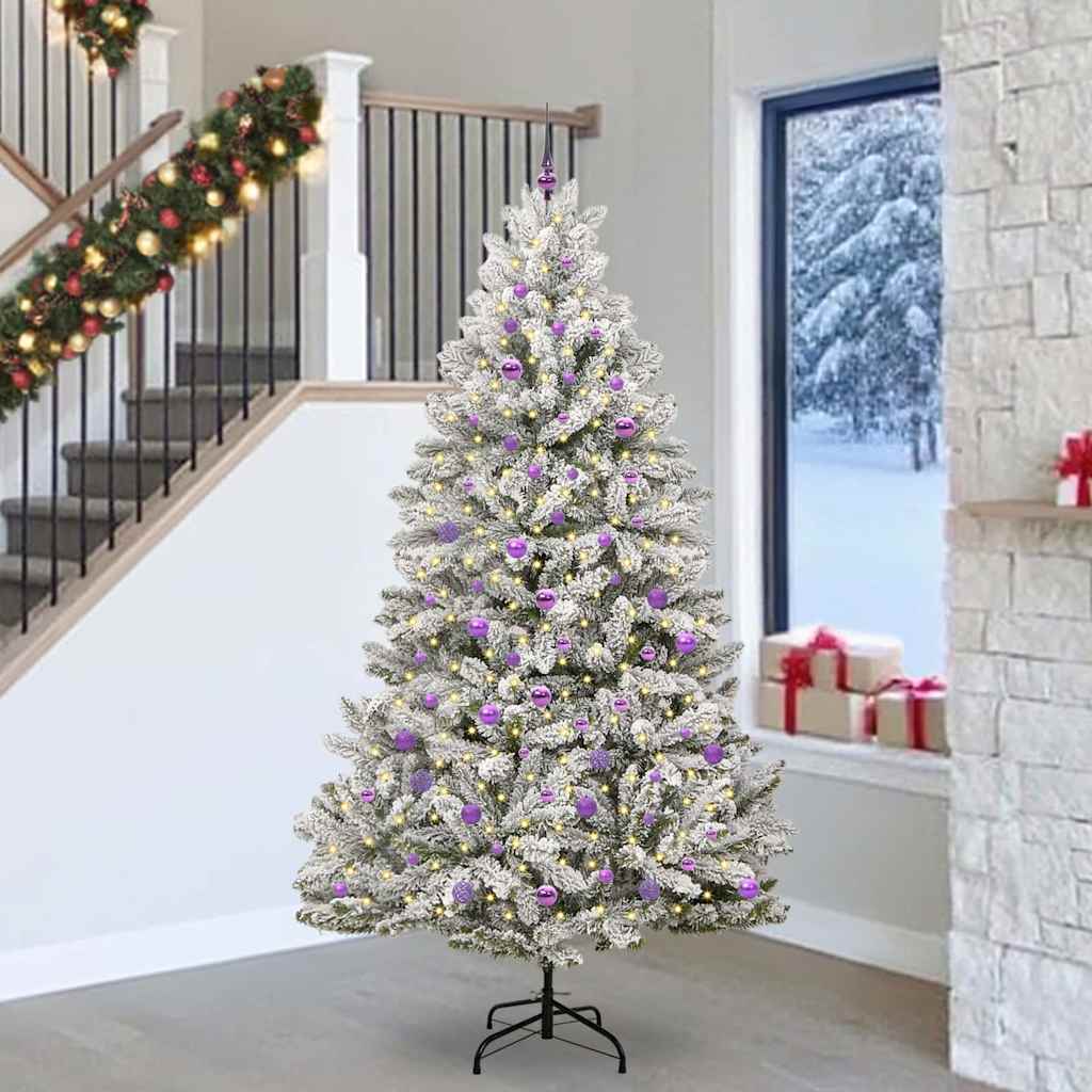 Artificial Christmas Tree Green and White 240 cm PVC and Metal