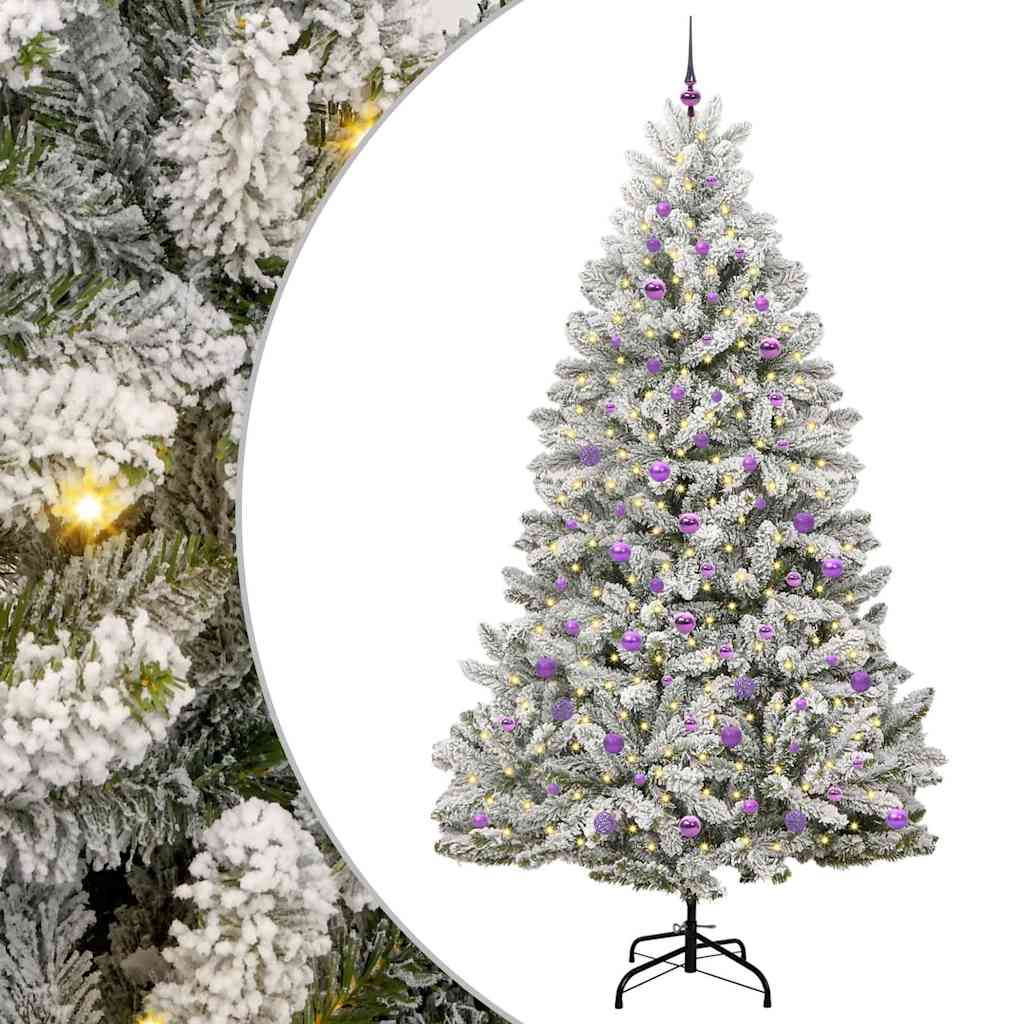 Artificial Christmas Tree Green and White 240 cm PVC and Metal