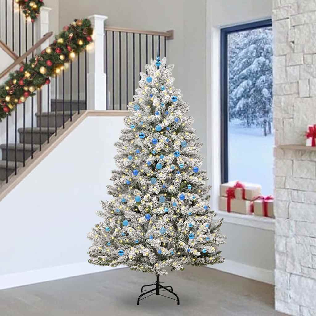 Artificial Christmas Tree Green and White 240 cm PVC and Metal