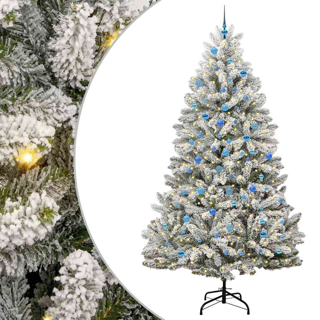 Artificial Christmas Tree Green and White 240 cm PVC and Metal
