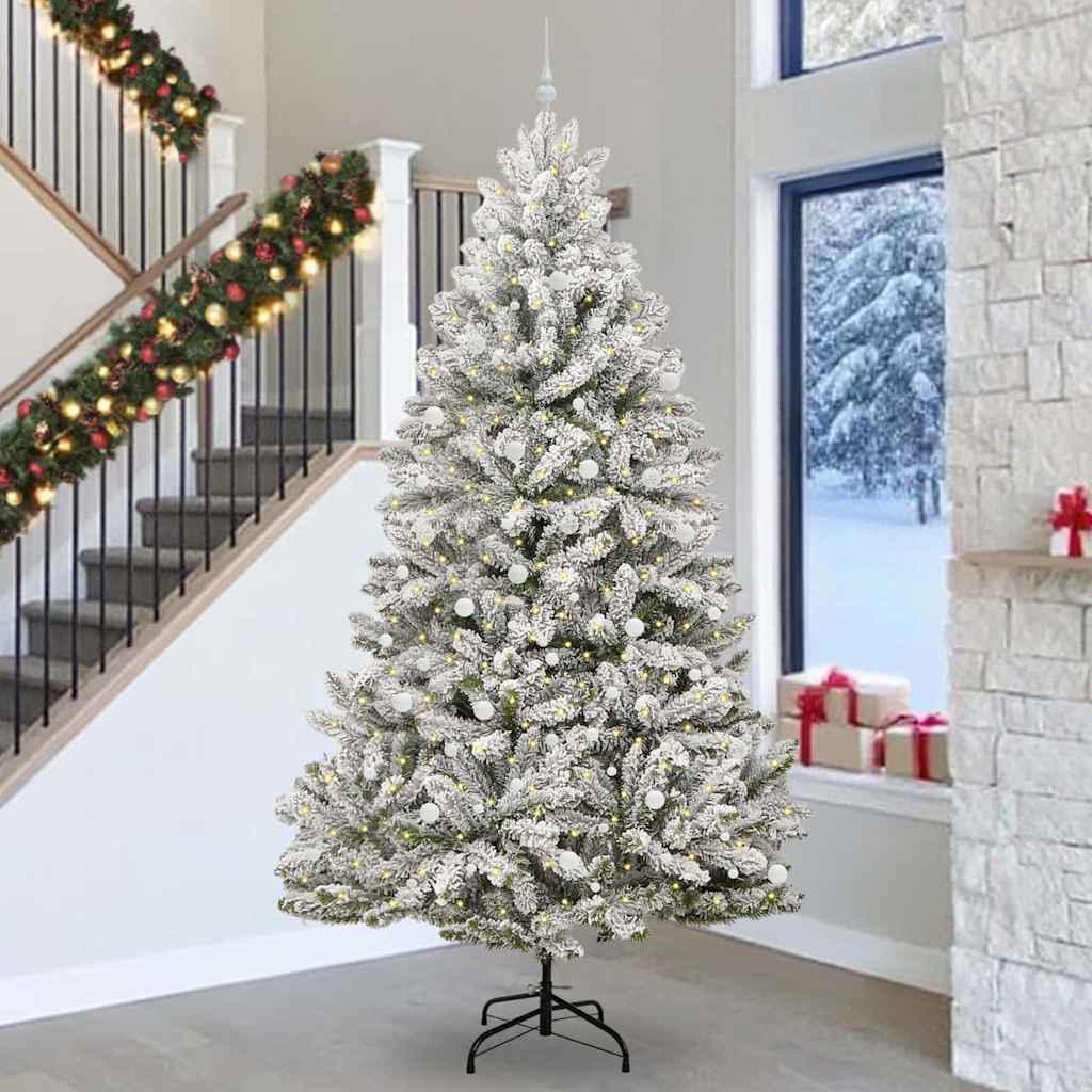 Artificial Christmas Tree Green and White 300 cm PVC and Metal