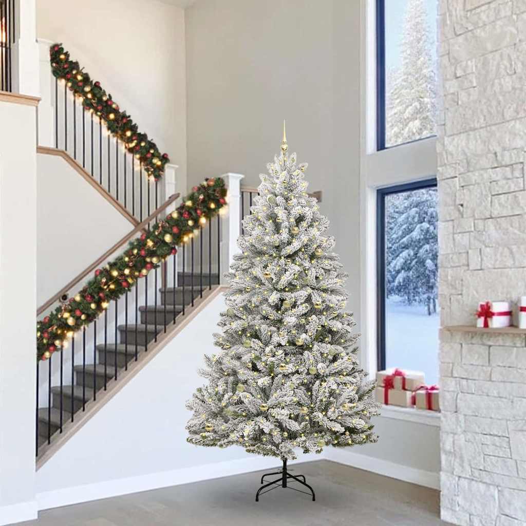 Artificial Christmas Tree Green and White 300 cm PVC and Metal