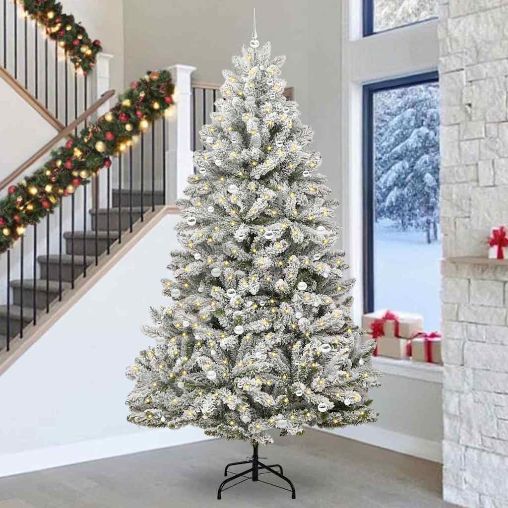 Artificial Christmas Tree Green and White 300 cm PVC and Metal