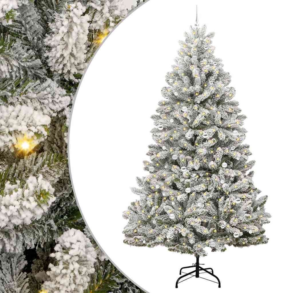 Artificial Christmas Tree Green and White 300 cm PVC and Metal