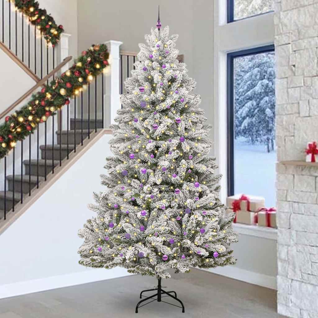 Artificial Christmas Tree Green and White 300 cm PVC and Metal