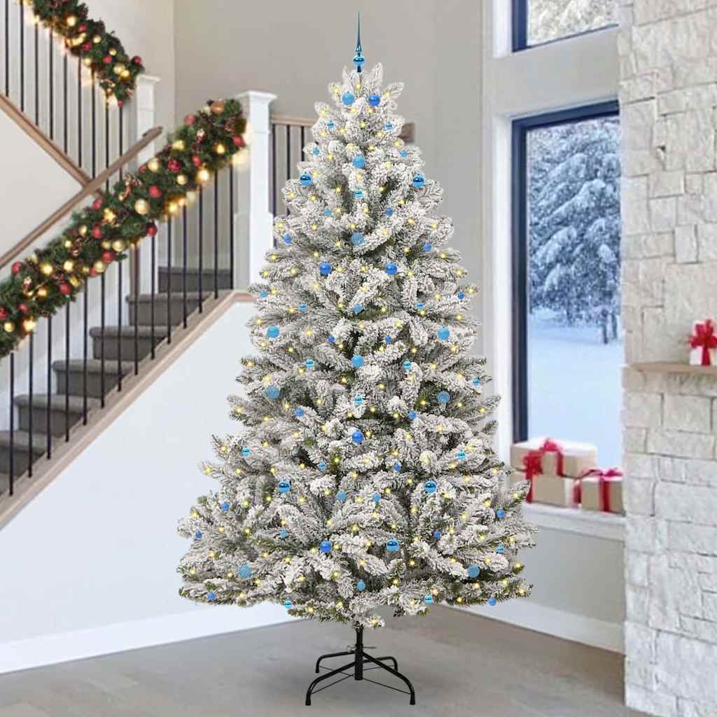 Artificial Christmas Tree Green and White 300 cm PVC and Metal