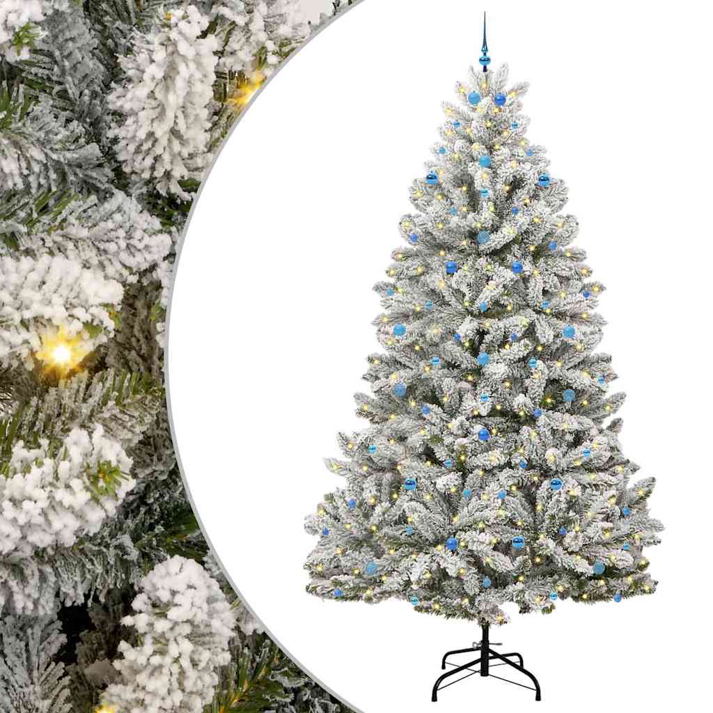 Artificial Christmas Tree Green and White 300 cm PVC and Metal