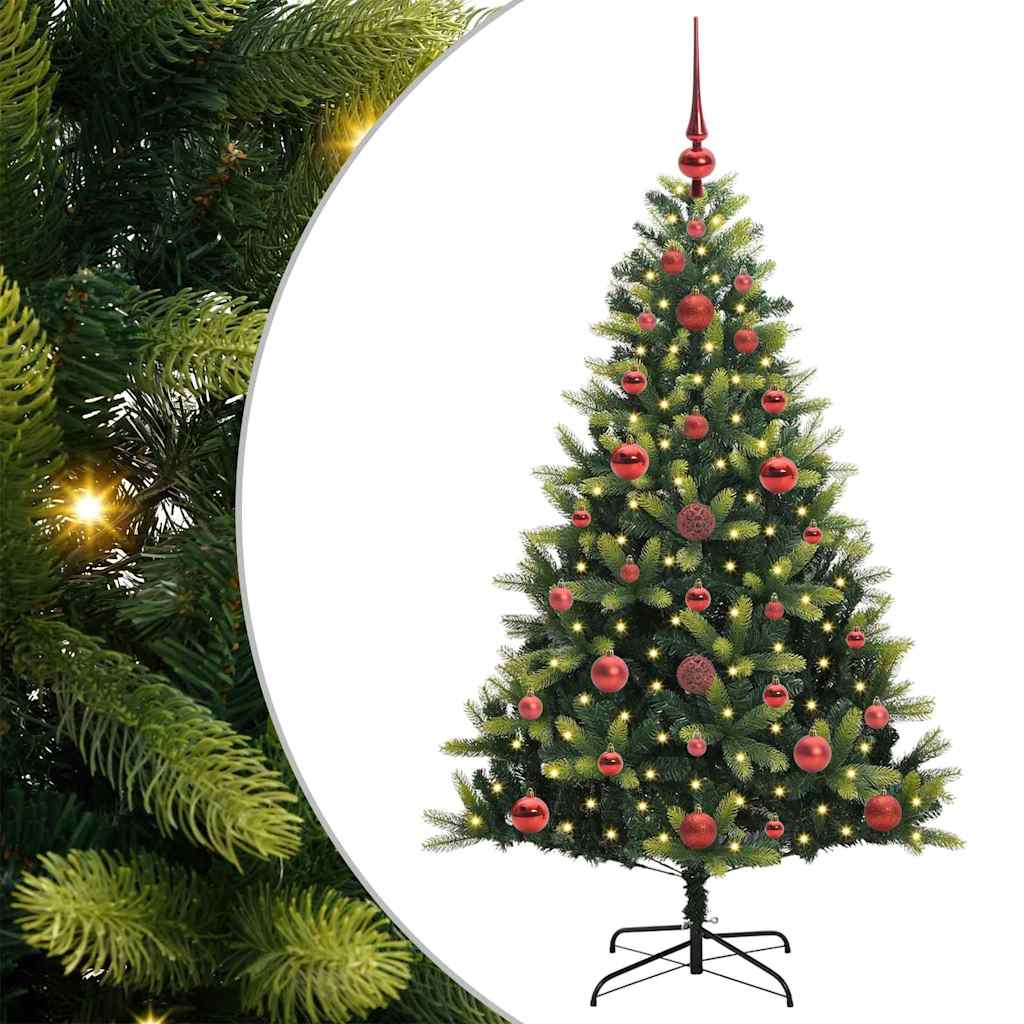 Artificial Hinged Christmas Tree 150 LEDs Green 120 cm