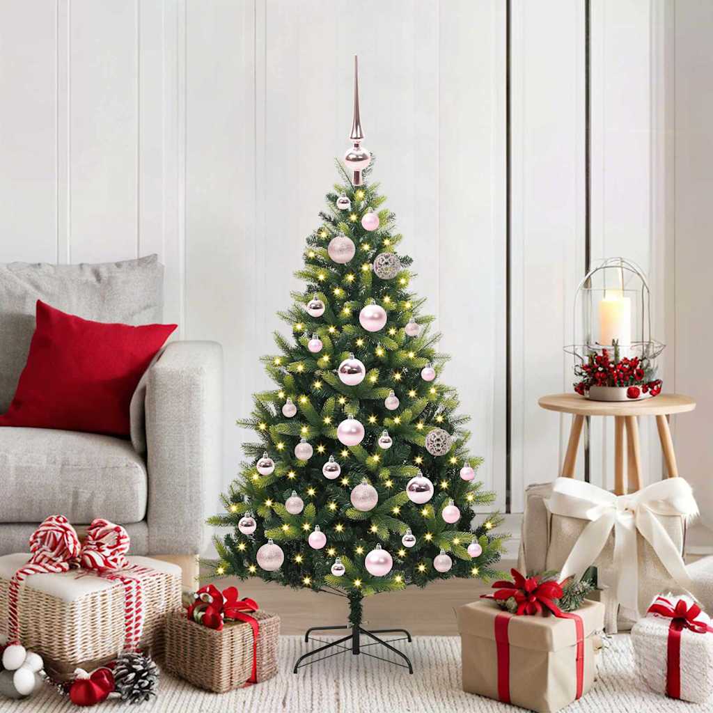 Artificial Hinged Christmas Tree 150 LEDs Green 120 cm