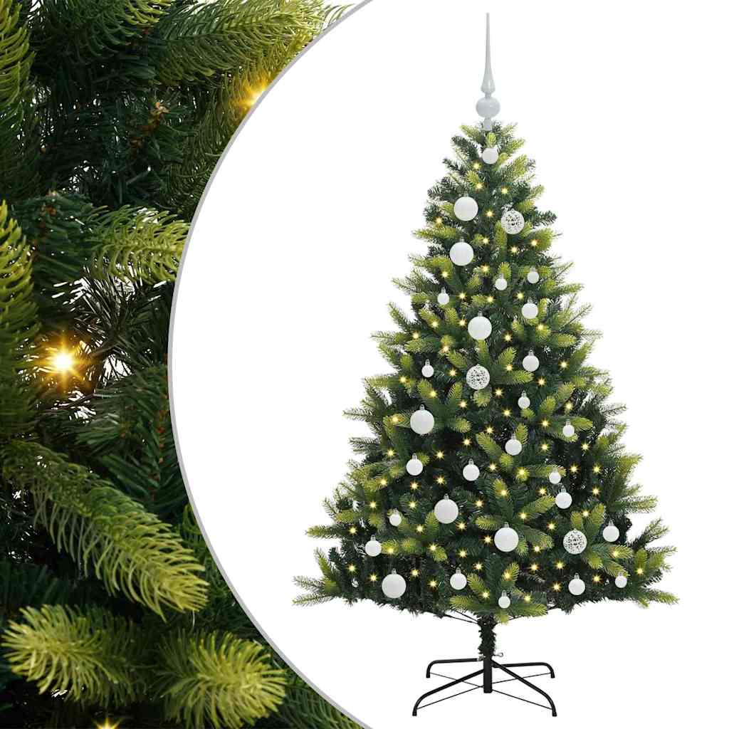 Artificial Hinged Christmas Tree 150 LEDs Green 120 cm