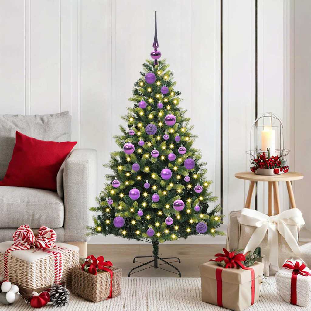 Artificial Hinged Christmas Tree 150 LEDs Green 120 cm