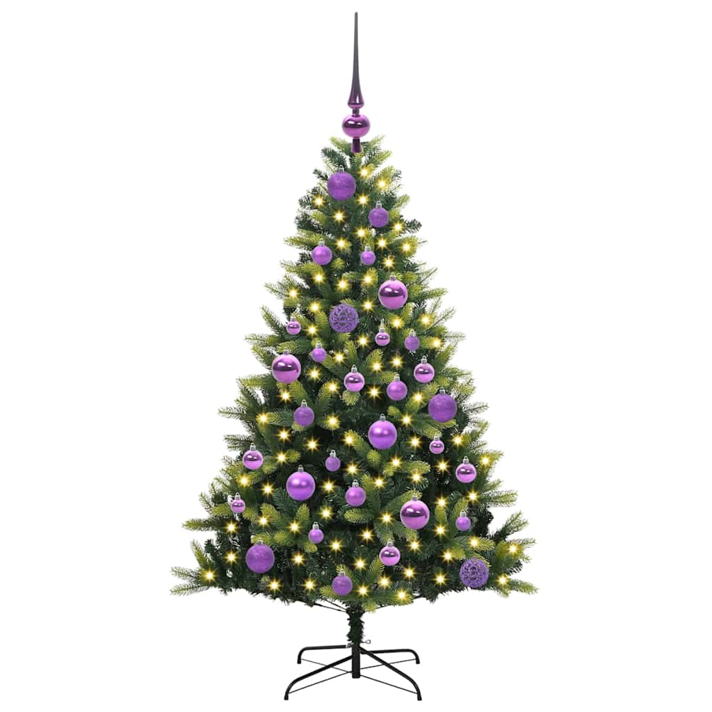 Artificial Hinged Christmas Tree 150 LEDs Green 120 cm