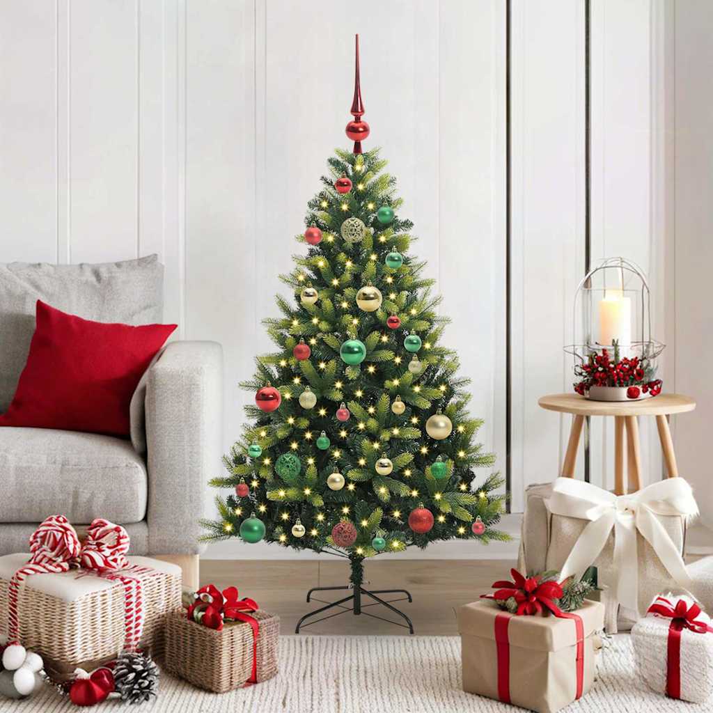 Artificial Hinged Christmas Tree 150 LEDs Green 120 cm