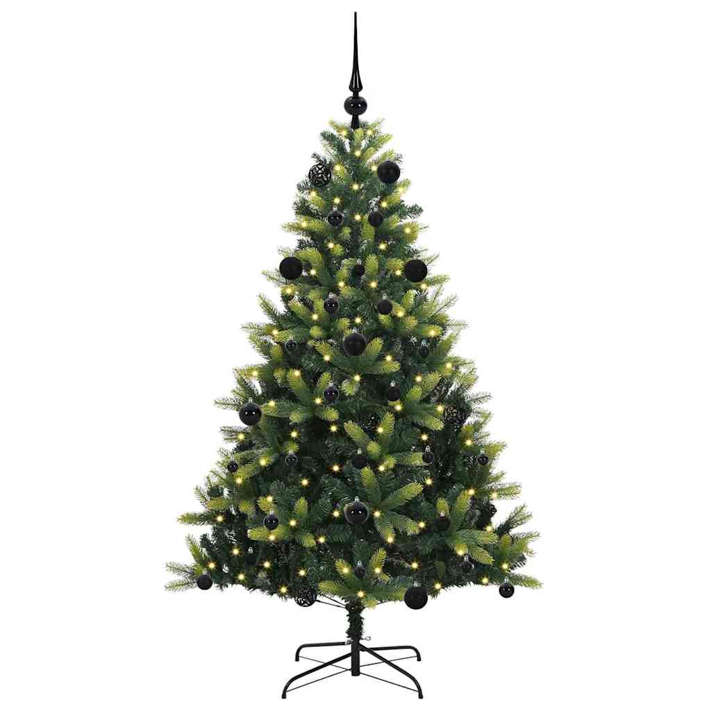 Artificial Hinged Christmas Tree 150 LEDs Green 150 cm