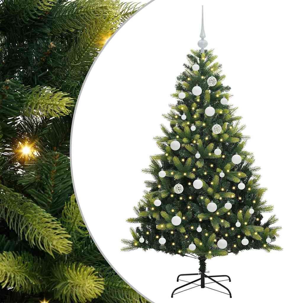 Artificial Hinged Christmas Tree 150 LEDs Green 150 cm