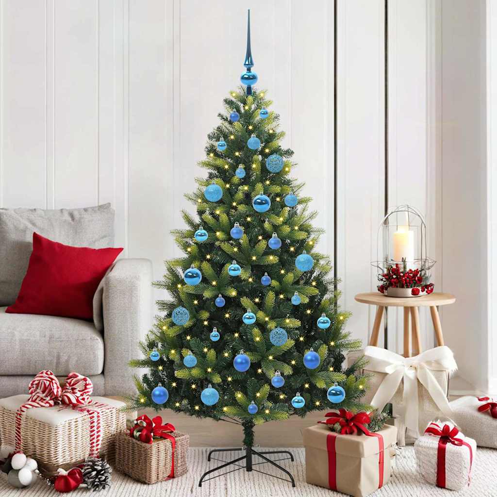Artificial Hinged Christmas Tree 150 LEDs Green 150 cm