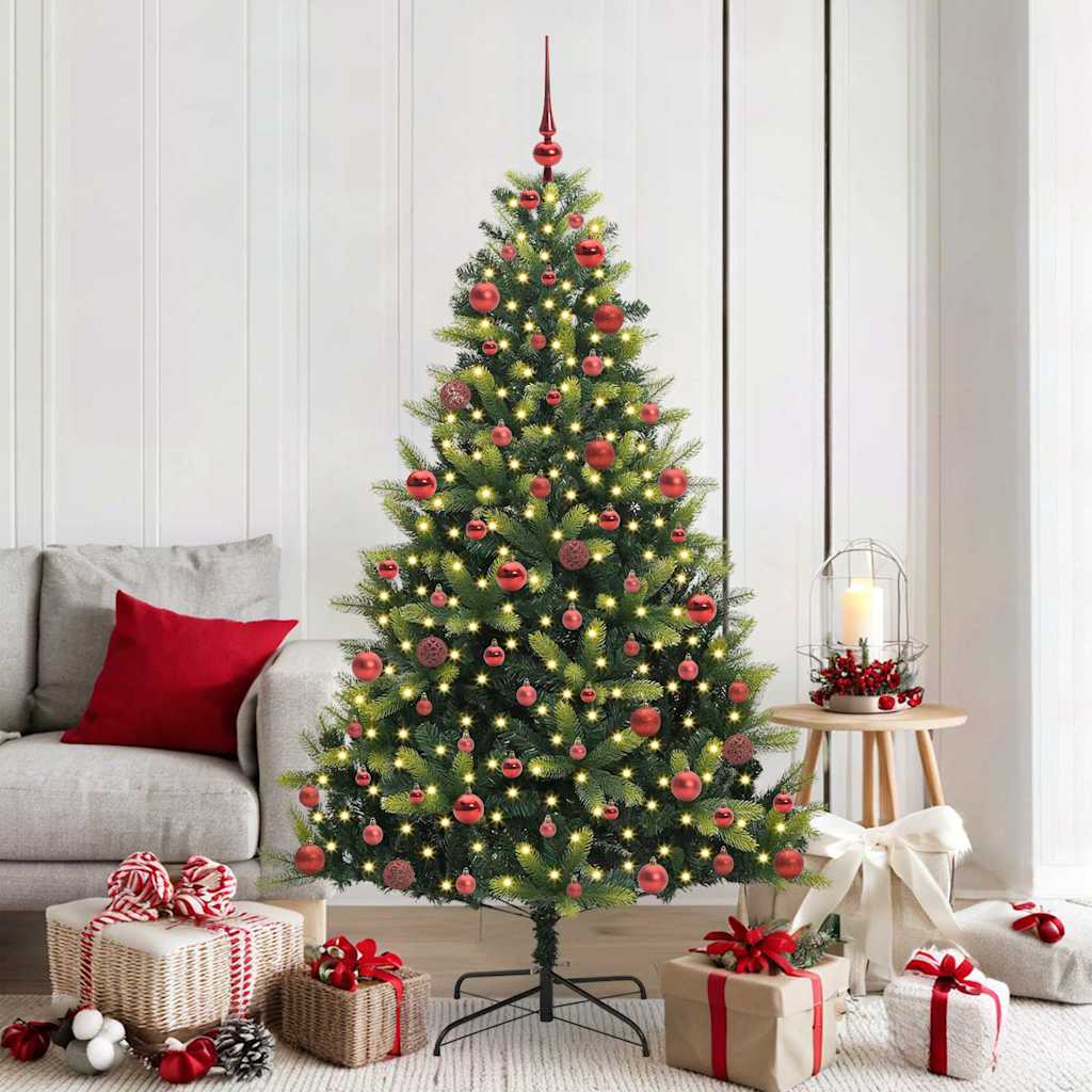 Artificial Hinged Christmas Tree 300 LEDs Green 180 cm