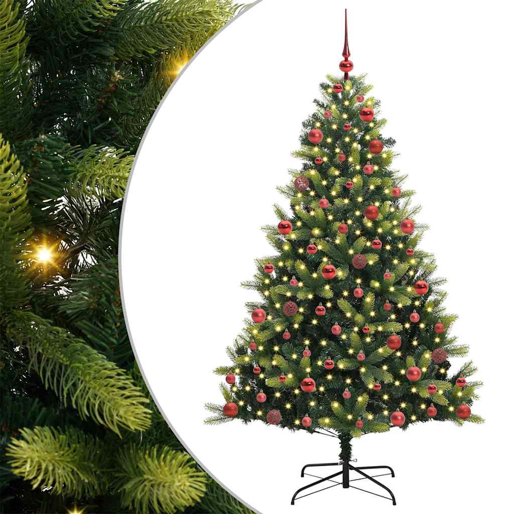 Artificial Hinged Christmas Tree 300 LEDs Green 180 cm