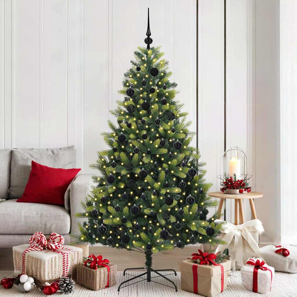 Artificial Hinged Christmas Tree 300 LEDs Green 180 cm