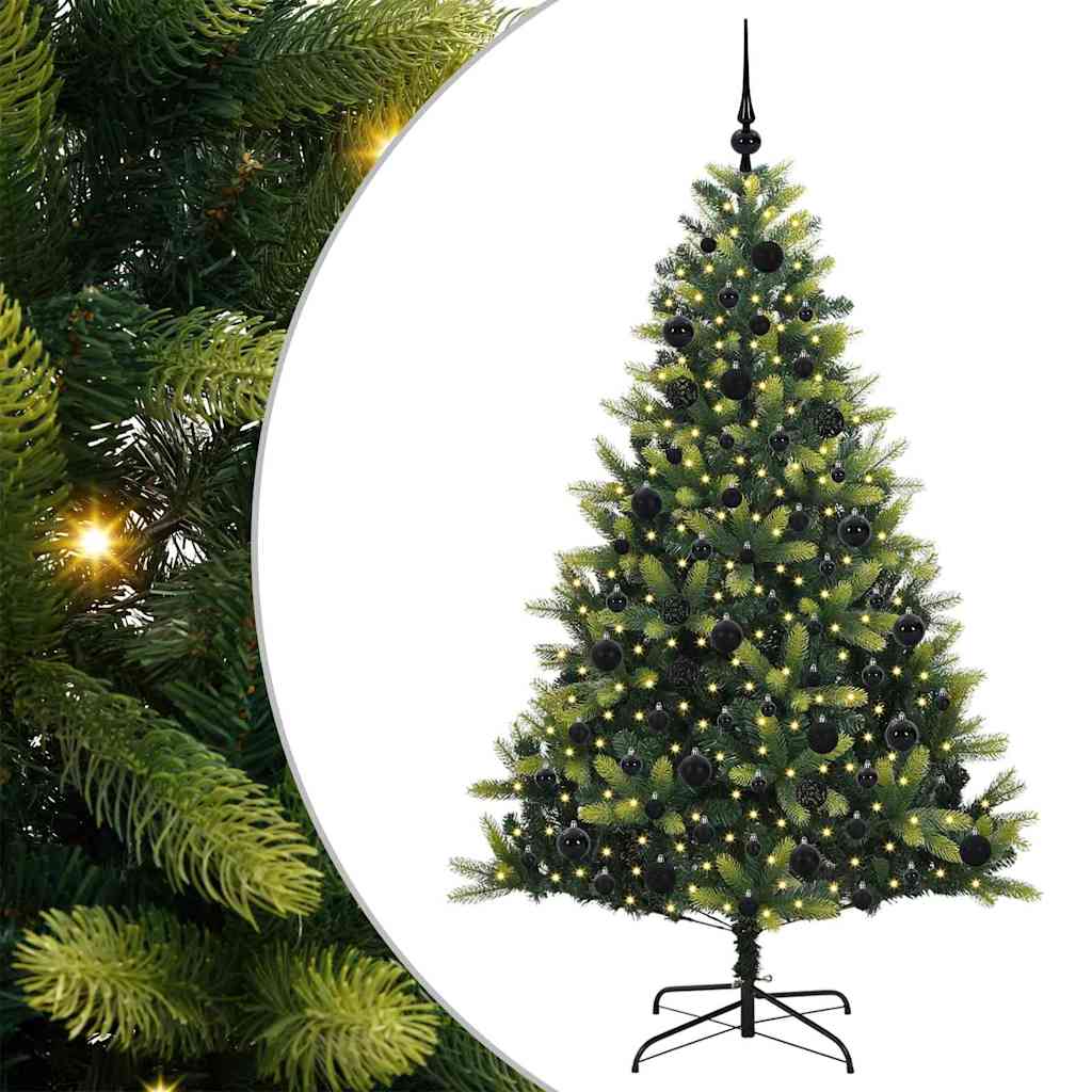 Artificial Hinged Christmas Tree 300 LEDs Green 180 cm