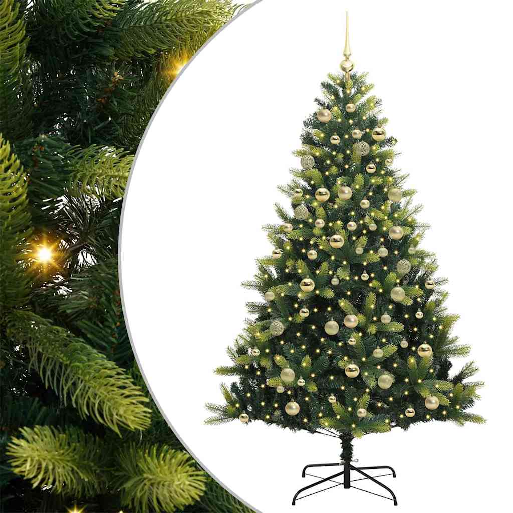 Artificial Hinged Christmas Tree 300 LEDs Green 180 cm