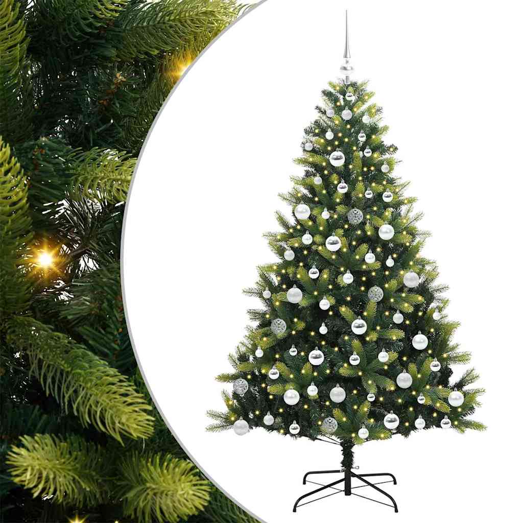 Artificial Hinged Christmas Tree 300 LEDs Green 180 cm