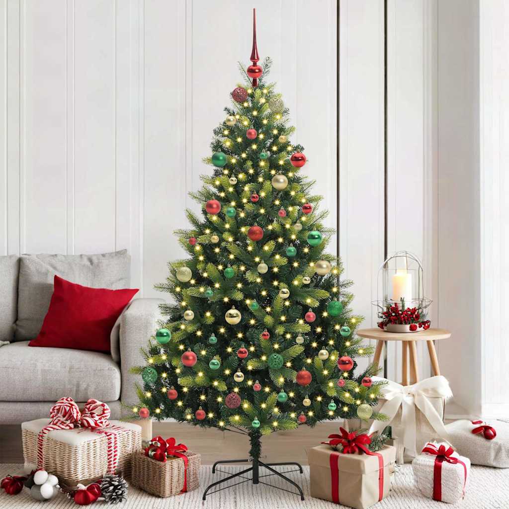 Artificial Hinged Christmas Tree 300 LEDs Green 180 cm
