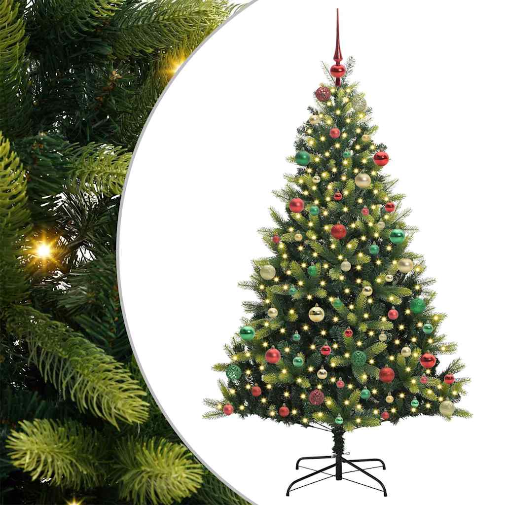 Artificial Hinged Christmas Tree 300 LEDs Green 180 cm
