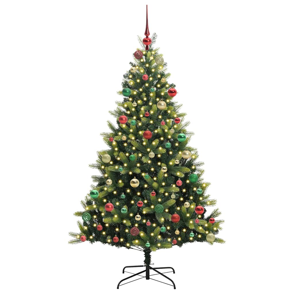 Artificial Hinged Christmas Tree 300 LEDs Green 180 cm