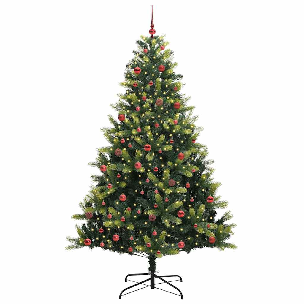 Artificial Hinged Christmas Tree 300 LEDs Green 210 cm