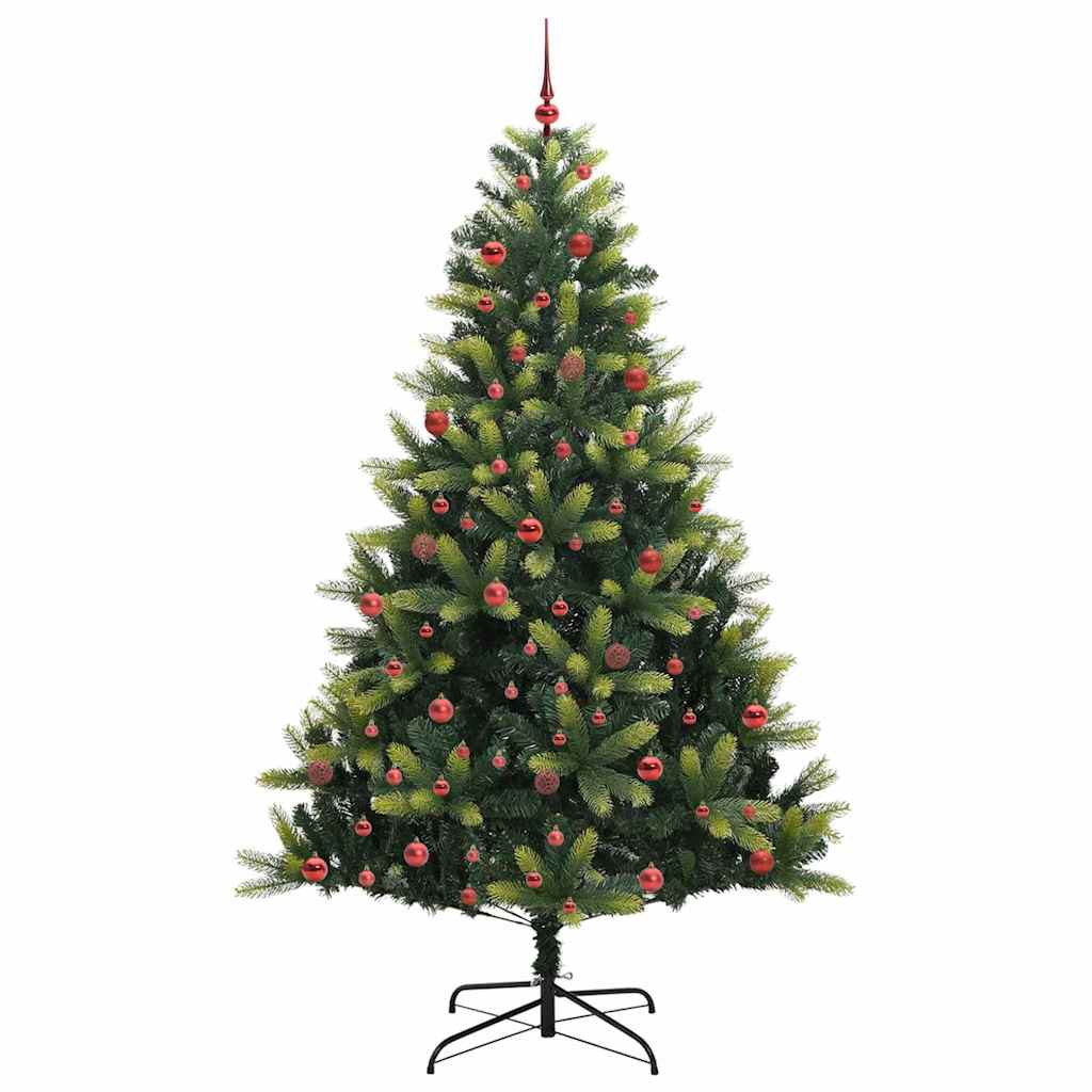 Artificial Hinged Christmas Tree 300 LEDs Green 210 cm