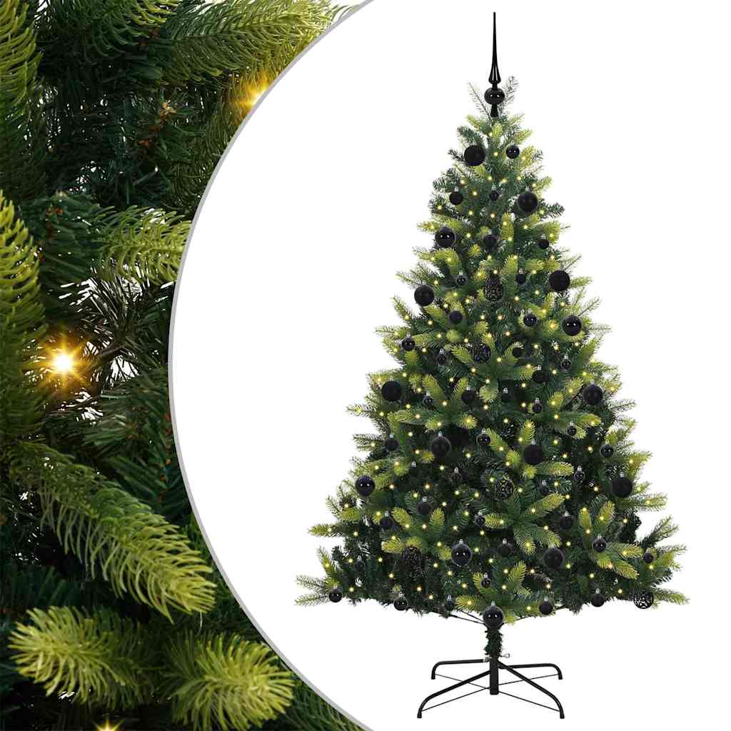 Artificial Hinged Christmas Tree 300 LEDs Green 210 cm
