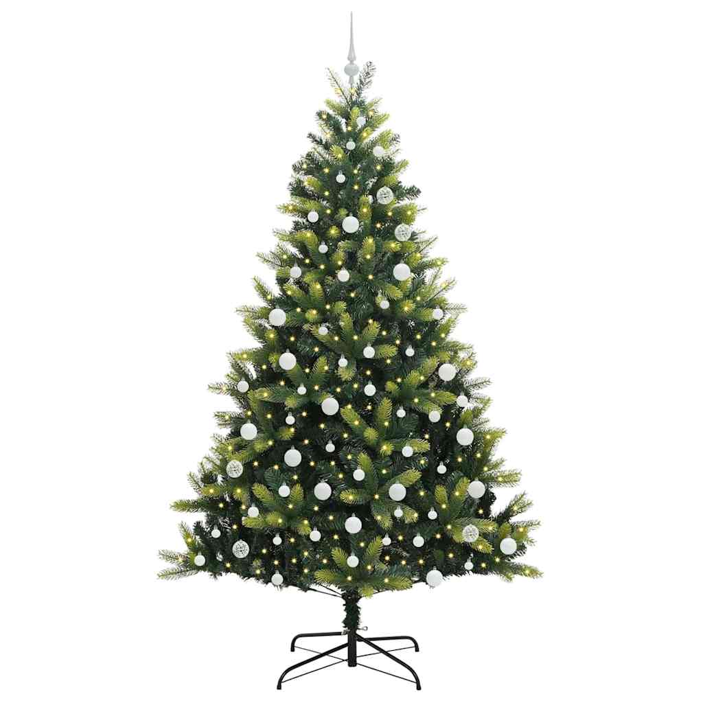 Artificial Hinged Christmas Tree 300 LEDs Green 210 cm