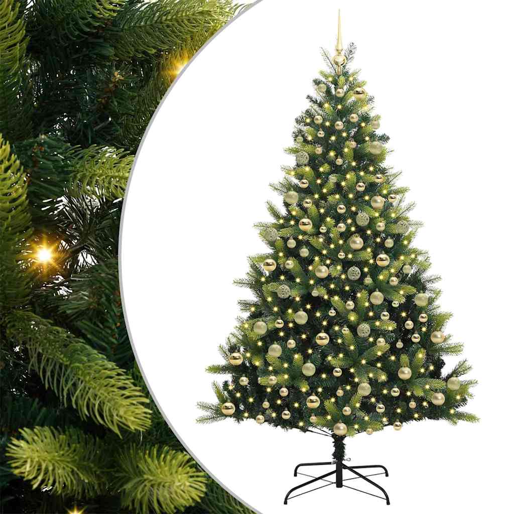 Artificial Hinged Christmas Tree 300 LEDs Green 210 cm