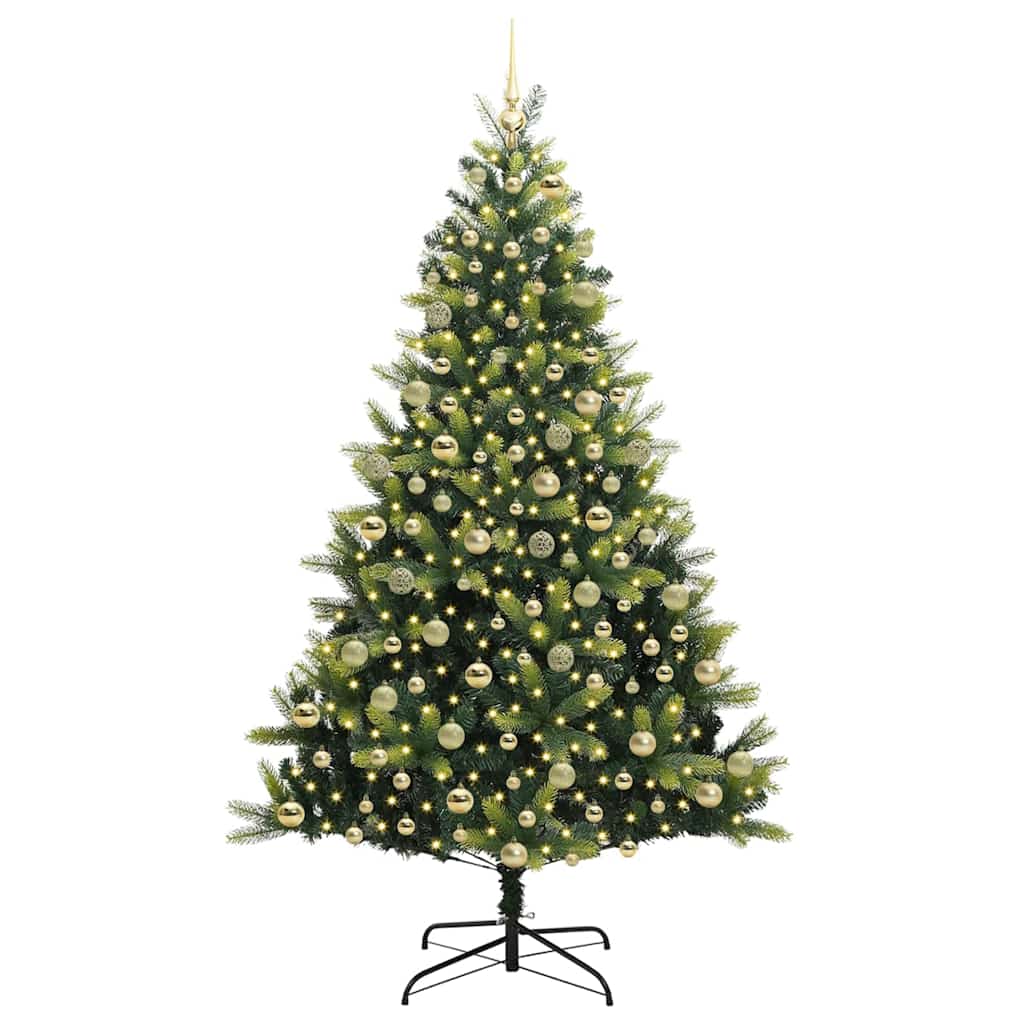 Artificial Hinged Christmas Tree 300 LEDs Green 210 cm