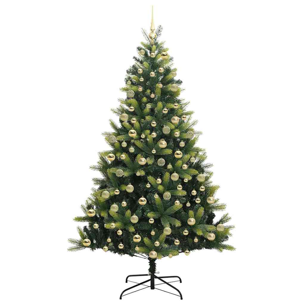 Artificial Hinged Christmas Tree 300 LEDs Green 210 cm