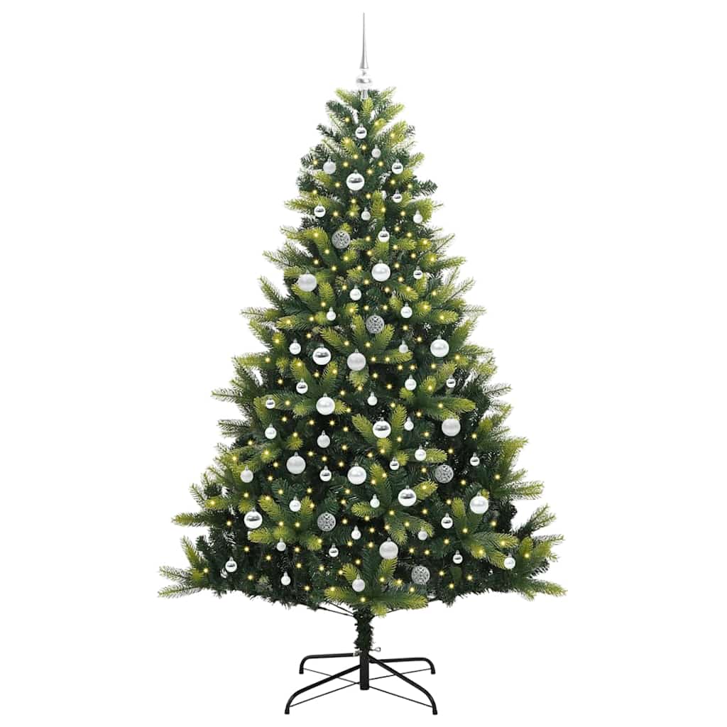 Artificial Hinged Christmas Tree 300 LEDs Green 210 cm