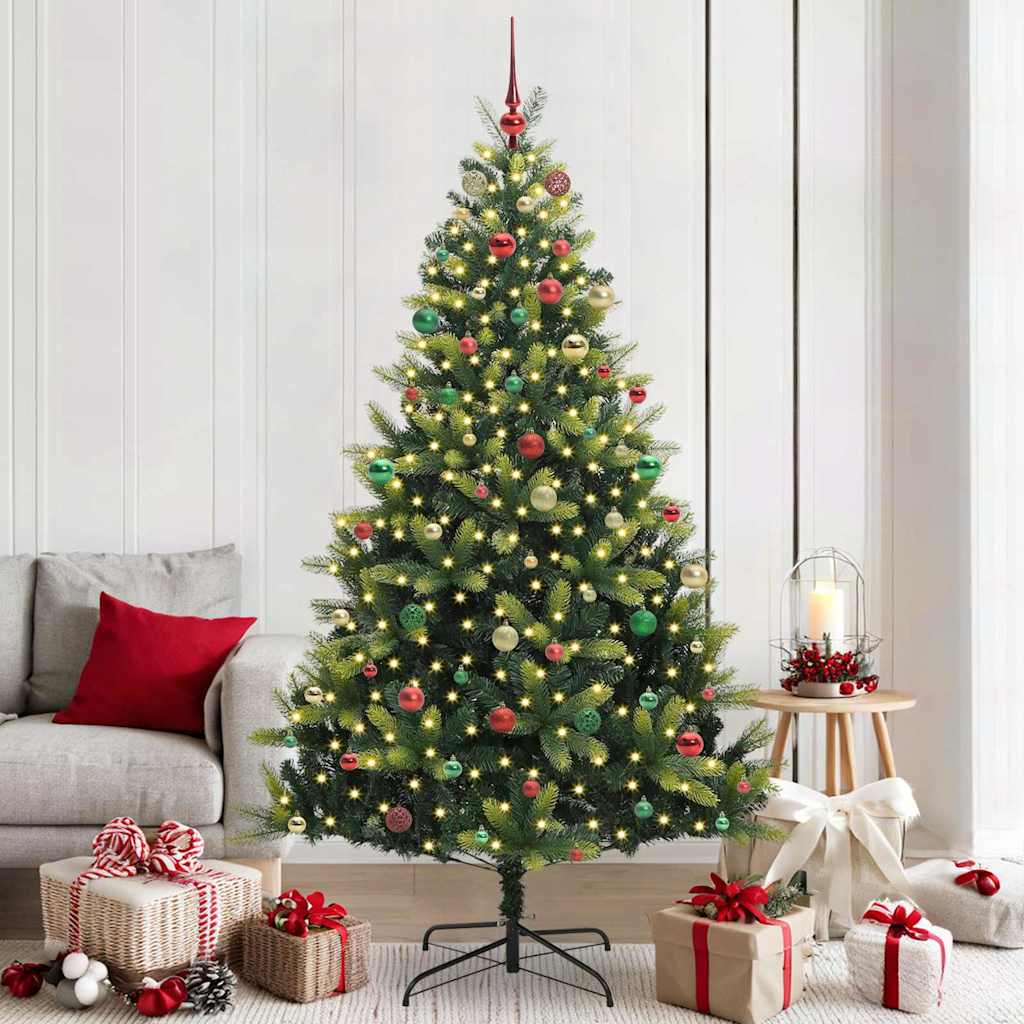 Artificial Hinged Christmas Tree 300 LEDs Green 210 cm